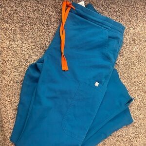 Figs Caribbean Blue and Orange Cargo Pants Relaxed Fit